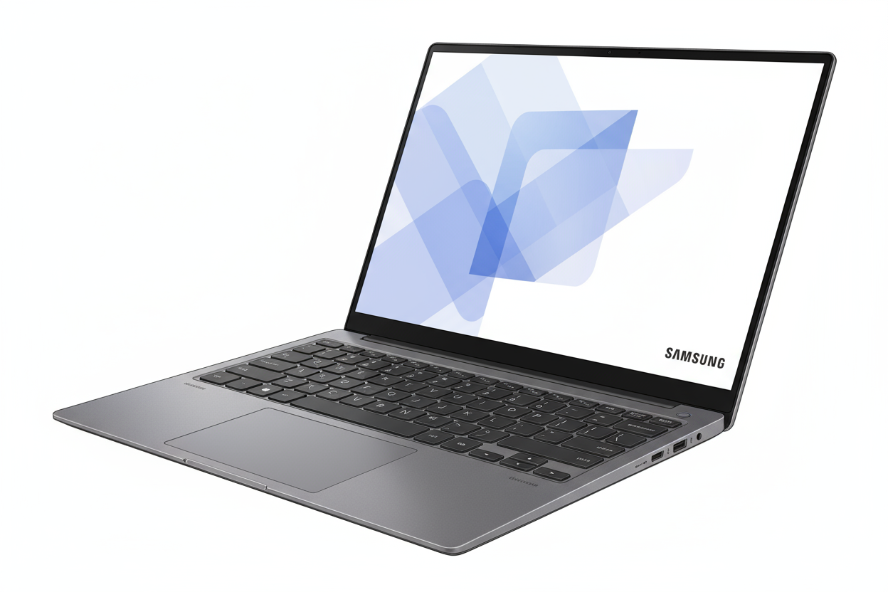 een laptop getekend. samsung book 4 pro